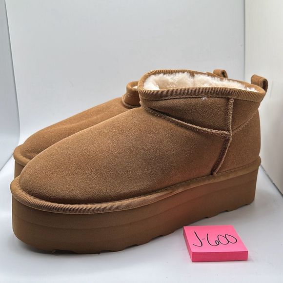 CUSHIONAIRE Women's Genuine Suede pull on platform boot +Memory Foam 9 CHESTNUT - Picture 3 of 7